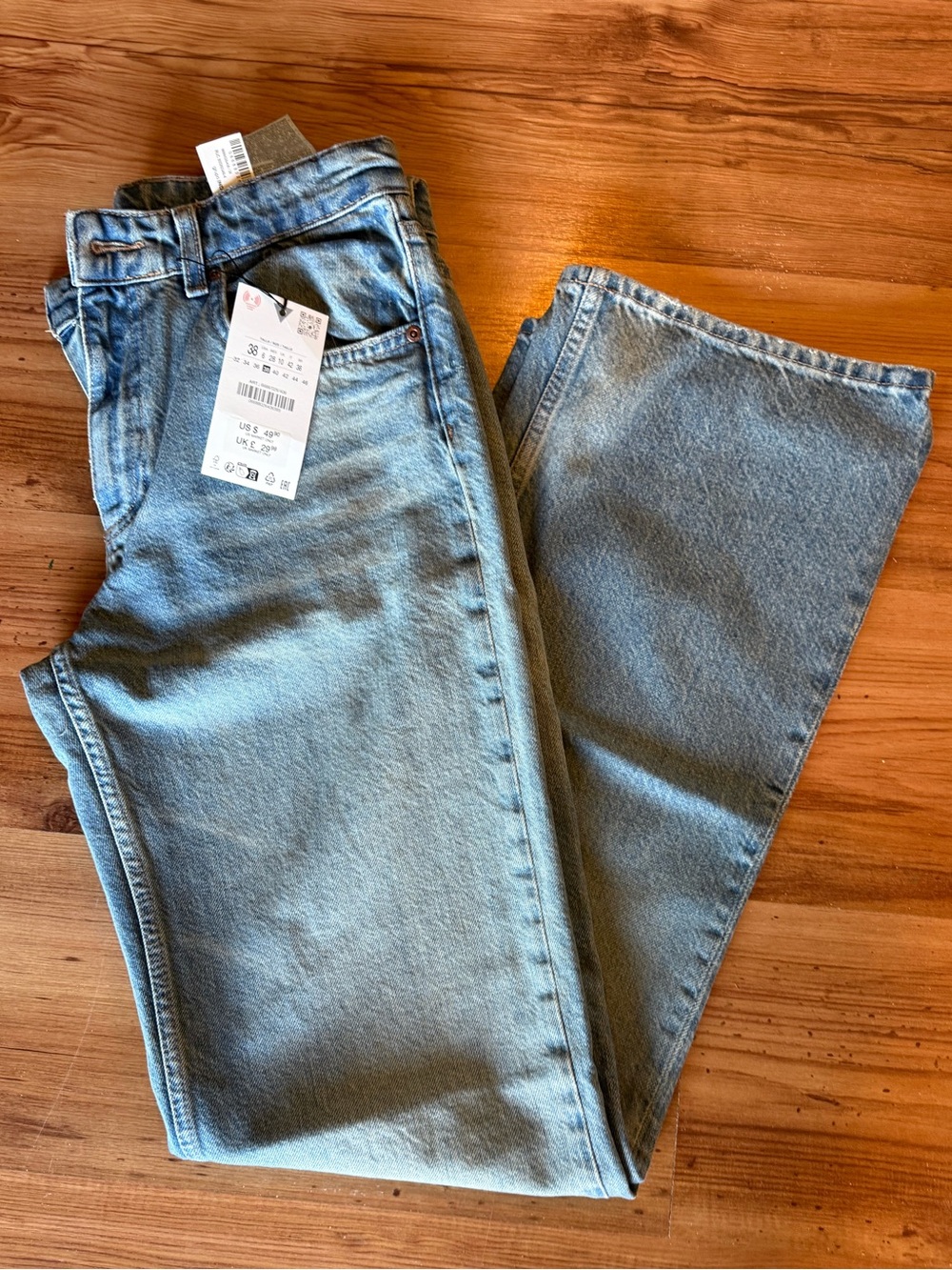 Zara Light Blue Wide Leg Flare Jeans